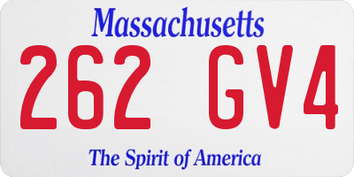 MA license plate 262GV4