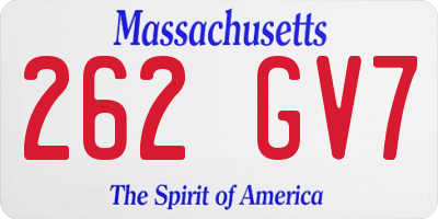 MA license plate 262GV7
