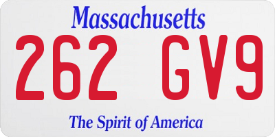 MA license plate 262GV9
