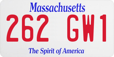 MA license plate 262GW1