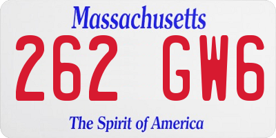 MA license plate 262GW6