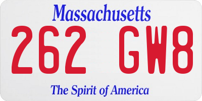 MA license plate 262GW8