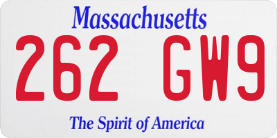 MA license plate 262GW9