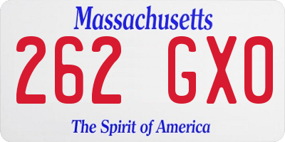 MA license plate 262GX0