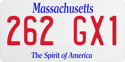 MA license plate 262GX1