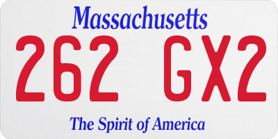 MA license plate 262GX2