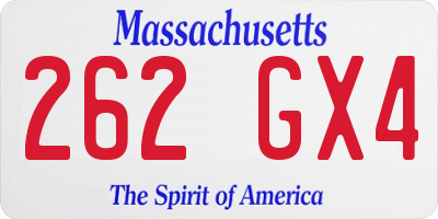 MA license plate 262GX4