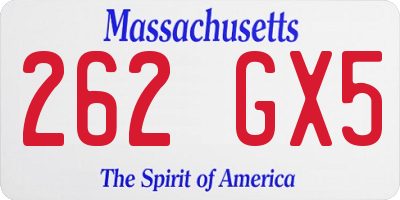 MA license plate 262GX5