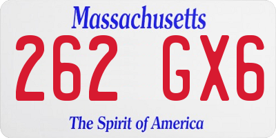 MA license plate 262GX6