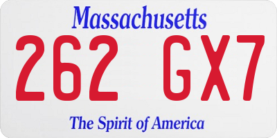 MA license plate 262GX7