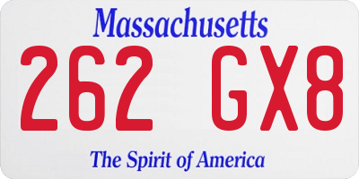 MA license plate 262GX8