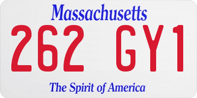 MA license plate 262GY1
