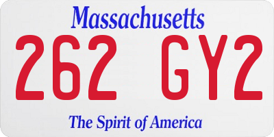 MA license plate 262GY2
