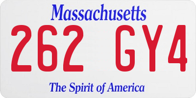 MA license plate 262GY4