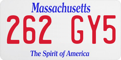 MA license plate 262GY5