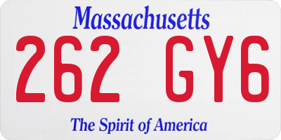 MA license plate 262GY6