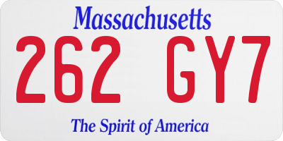 MA license plate 262GY7