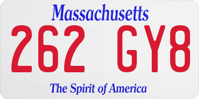 MA license plate 262GY8