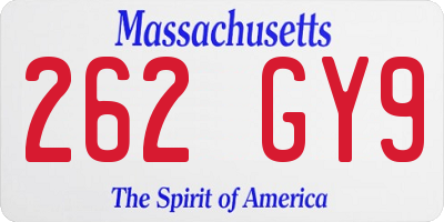 MA license plate 262GY9