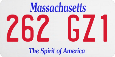 MA license plate 262GZ1