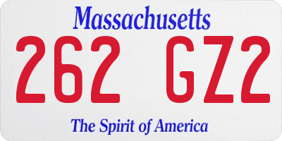 MA license plate 262GZ2