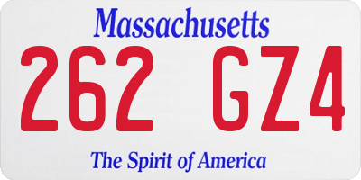 MA license plate 262GZ4
