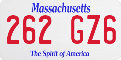 MA license plate 262GZ6