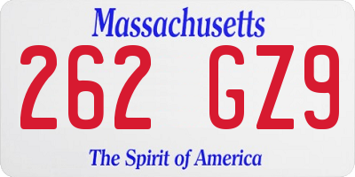 MA license plate 262GZ9