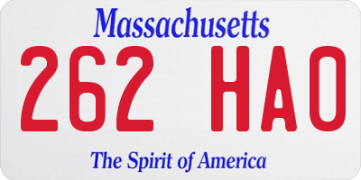 MA license plate 262HA0