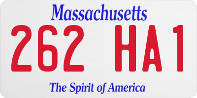 MA license plate 262HA1