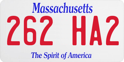 MA license plate 262HA2