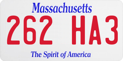 MA license plate 262HA3