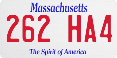 MA license plate 262HA4