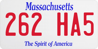 MA license plate 262HA5