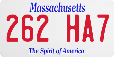 MA license plate 262HA7
