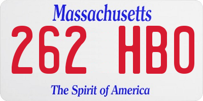 MA license plate 262HB0