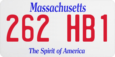 MA license plate 262HB1