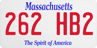 MA license plate 262HB2