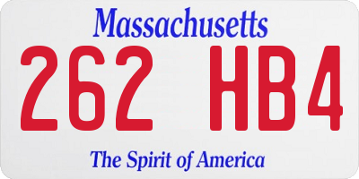 MA license plate 262HB4