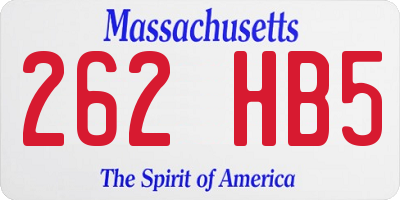 MA license plate 262HB5