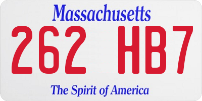 MA license plate 262HB7