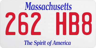 MA license plate 262HB8