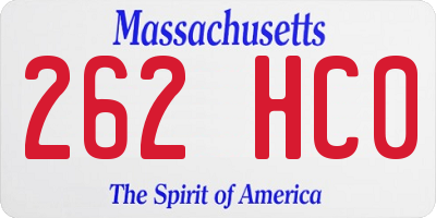 MA license plate 262HC0
