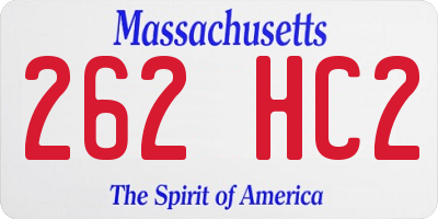 MA license plate 262HC2