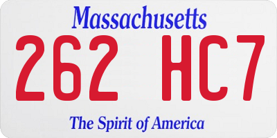 MA license plate 262HC7
