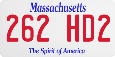MA license plate 262HD2