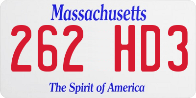 MA license plate 262HD3