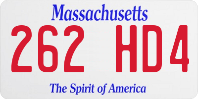 MA license plate 262HD4
