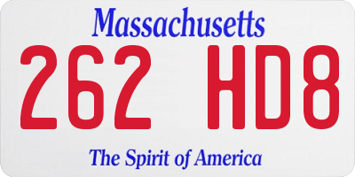 MA license plate 262HD8