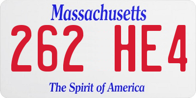 MA license plate 262HE4